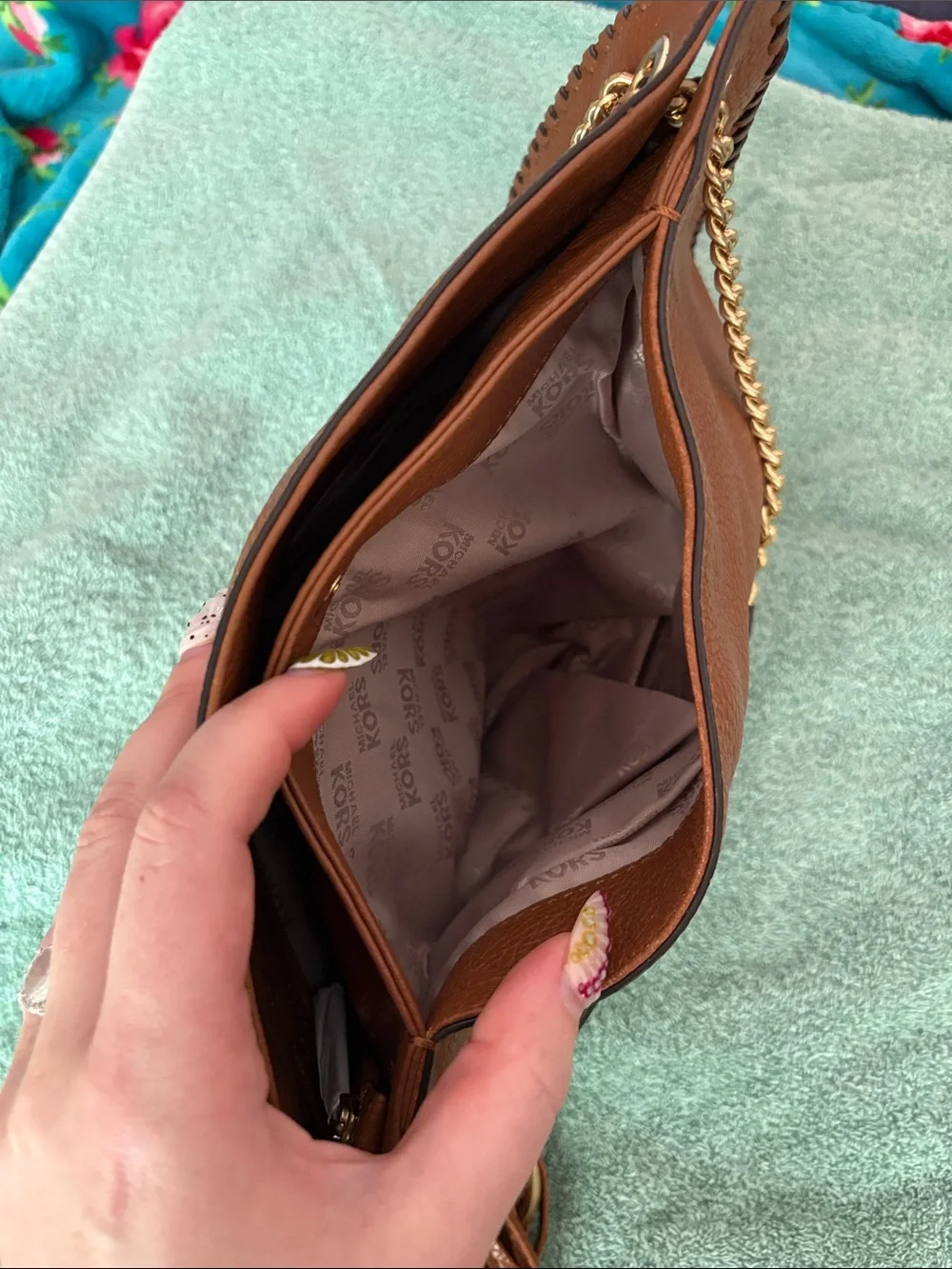 NWOT Michael Kors Chestnut Brown Pebble Leather Tassel Hobo Shoulder Bag